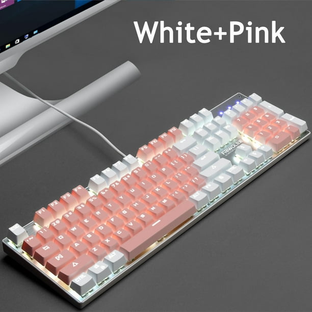 Black Crystalzhong Rainbow LED Backlit Keyboard Bluetooth USB Wired Dual-Mode Outemu Switch RGB Mechanical Gaming Keyboard Color : White, Size : Blue Switch 